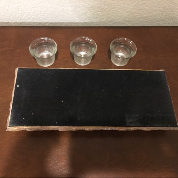 3 VOTIVE CANDLE HOLDER W/ GOLD SCROLL ACCENT - Picture 6 of 7